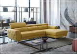 Niva Leather Sectional in yellow