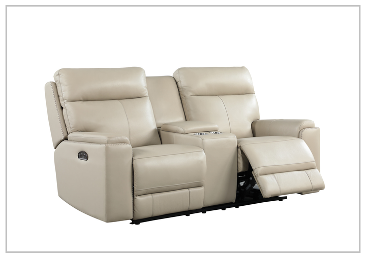 Gio Italia Bruna 2-Seater Leather Power Reclining Sofa With Console- Sofabed.com