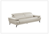 Mercer Stationary Leather Sofa With Adjustable Headrest-SOFABED