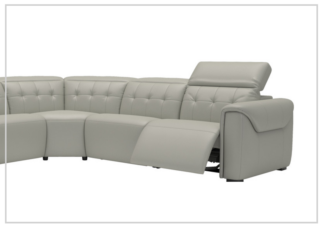 Gio Italia Murray Leather Power Sectional Sofa In Gray-SOFABED