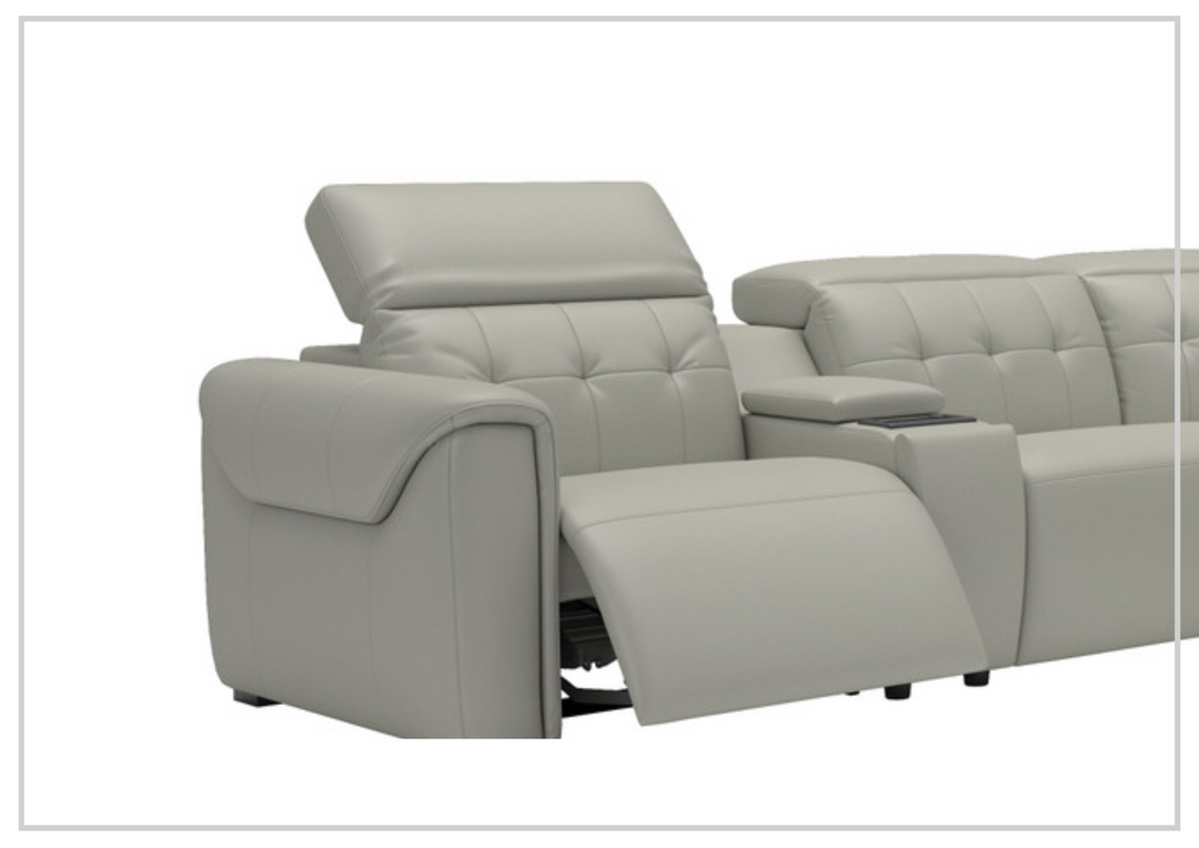 Gio Italia Murray Leather Power Sectional Sofa In Gray-SOFABED