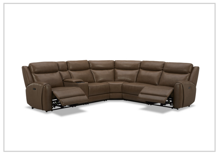 Gio Italia Wonder 6 Piece Sectional Recliner Sofa In Leather and Fabric Option-SOFABED