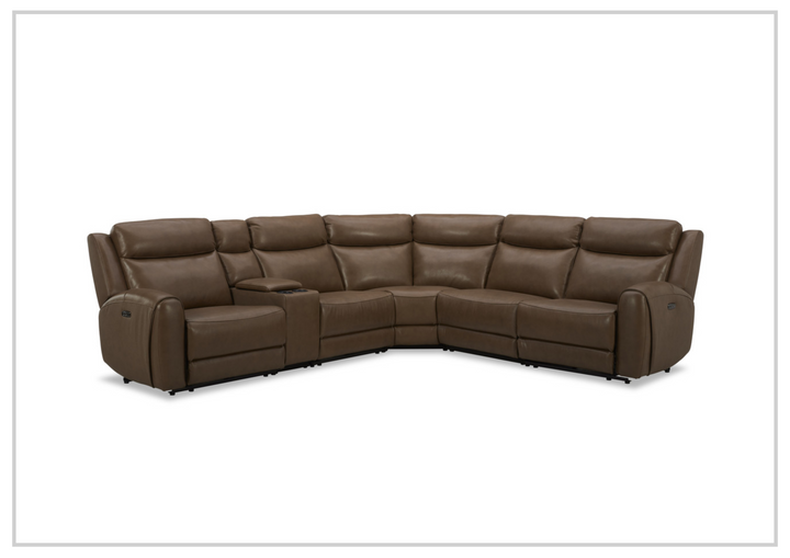 Gio Italia Wonder 6 Piece Sectional Recliner Sofa In Leather and Fabric Option-SOFABED
