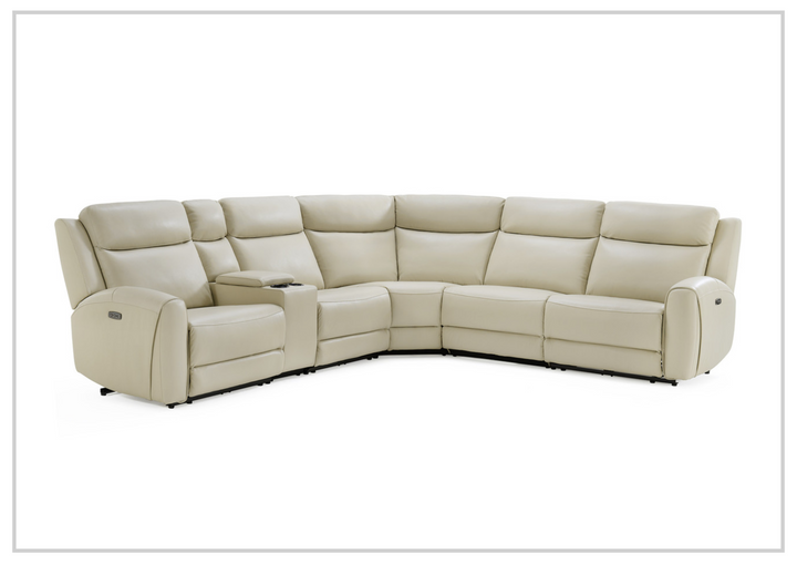 Gio Italia Wonder 6 Piece Sectional Recliner Sofa In Leather and Fabric Option-SOFABED