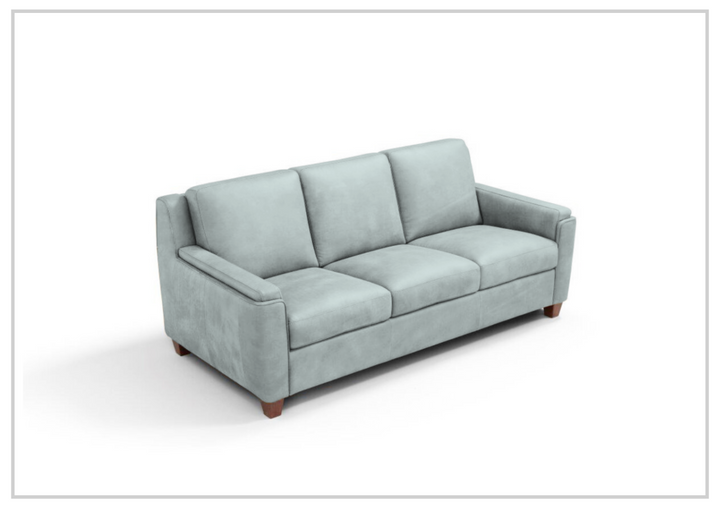 Kathy Ireland Malmo 3-Seater Blue Leather Sleeper Sofa-SOFABED