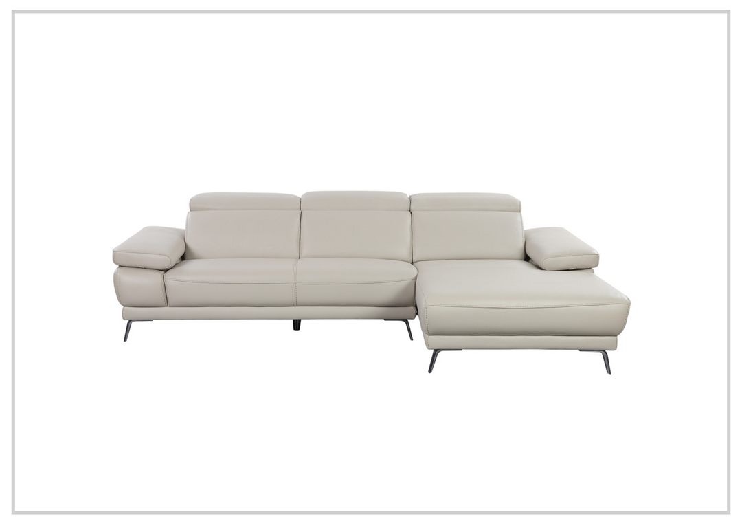Gio Italia Mercer Leather Sectional Chaise with Adjustable Armrest