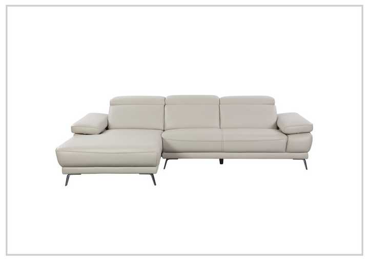 Gio Italia Mercer Leather Sectional Chaise with Adjustable Armrest