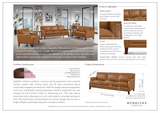 Hydeline Camano Brown Premium Leather 3-Seater Sofa