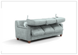 Kathy Ireland Malmo 3-Seater Blue Leather Sleeper Sofa-SOFABED