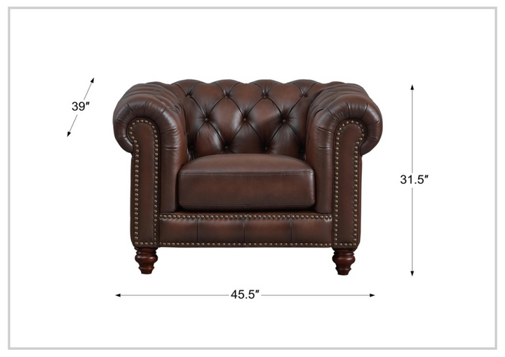 Hydeline Alton Bay Premium Leather Tufted Chair with Nailhead Trim