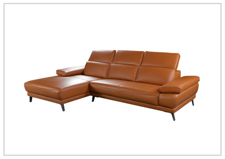 Gio Italia Mercer Leather Sectional Chaise with Adjustable Armrest