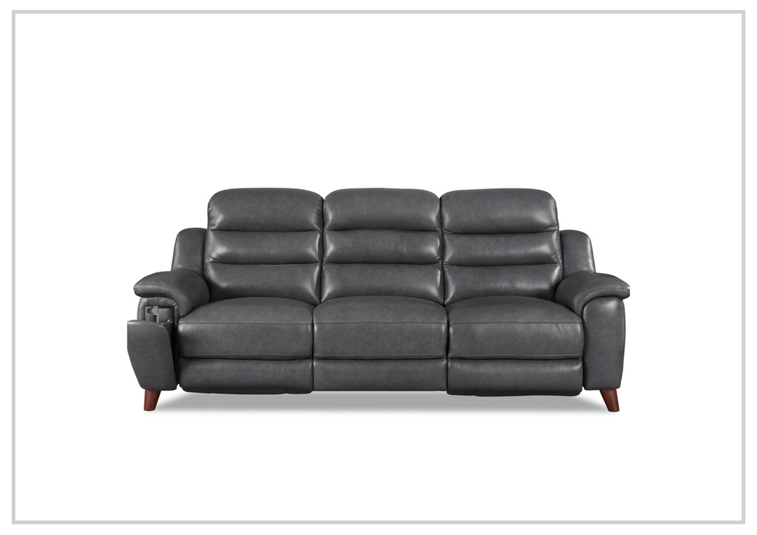 Hydeline Dream Gray Leather 3-Seater Power Recliner Sofa