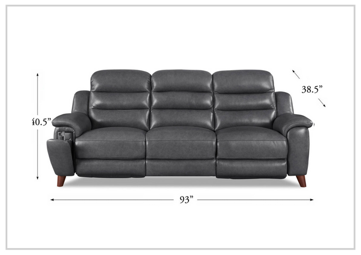 Hydeline Dream Gray Leather 3-Seater Power Recliner Sofa