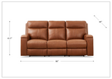 Hydeline Venice 3-Seater Brown Leather Zero Gravity Power Reclining Sofa