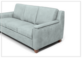 Kathy Ireland Malmo 3-Seater Blue Leather Sleeper Sofa-SOFABED