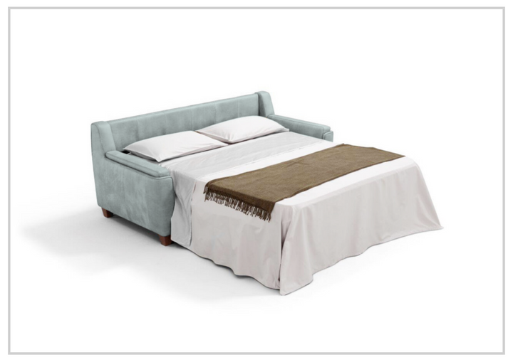 Kathy Ireland Malmo 3-Seater Blue Leather Sleeper Sofa-SOFABED