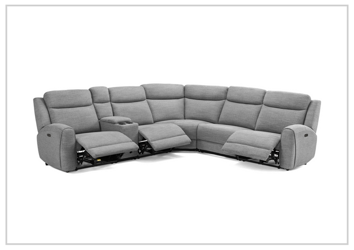 Gio Italia Wonder 6 Piece Sectional Recliner Sofa In Leather and Fabric Option-SOFABED