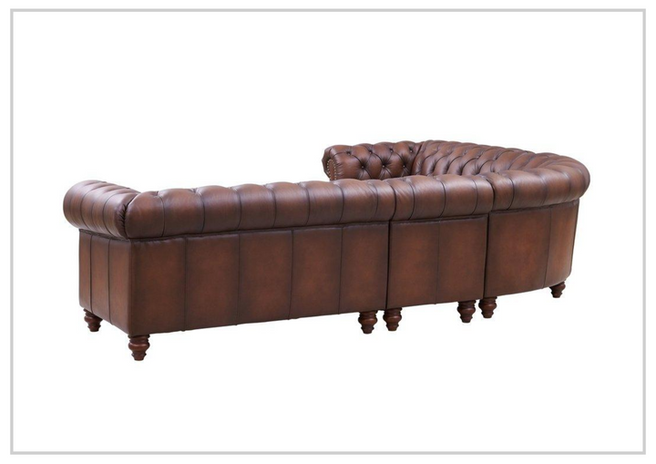 Hydeline Alton Bay Leather Chesterfield L-Shaped Sectional Sofa with Nailhead Trim