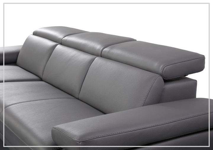 Gio Italia Mercer Leather Sectional Chaise with Adjustable Armrest
