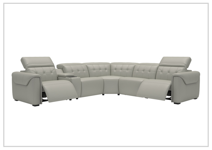 Gio Italia Murray Leather Power Sectional Sofa In Gray-SOFABED