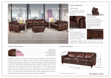 Hydeline Belfast Brown Premium Leather 3-Seater Sofa with Nailhead Trim