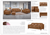 Hydeline Bella 3-Seater Stationary Leather Sofa with Track Arms