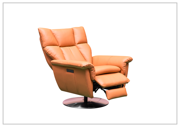 Klaussner Alessandro Leather Double Power Swivel Recliner Chair