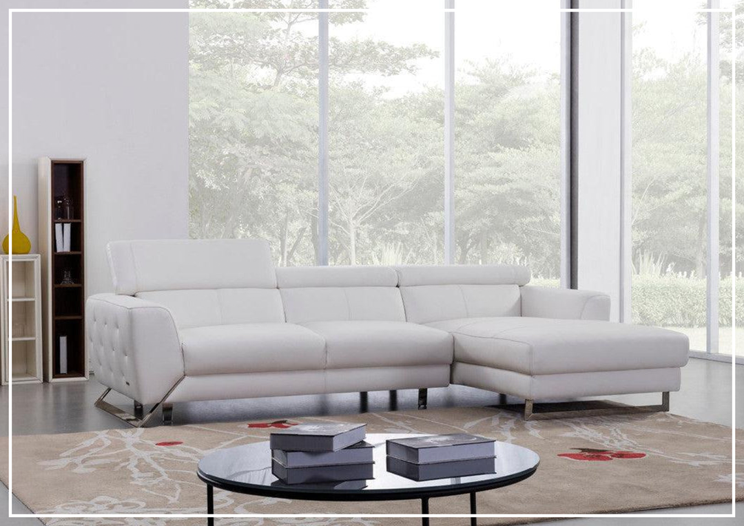 Niva Leather Sectional  in white