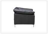 Klaussner Dolce Black Leather Stationary Chair with Cushion Arms