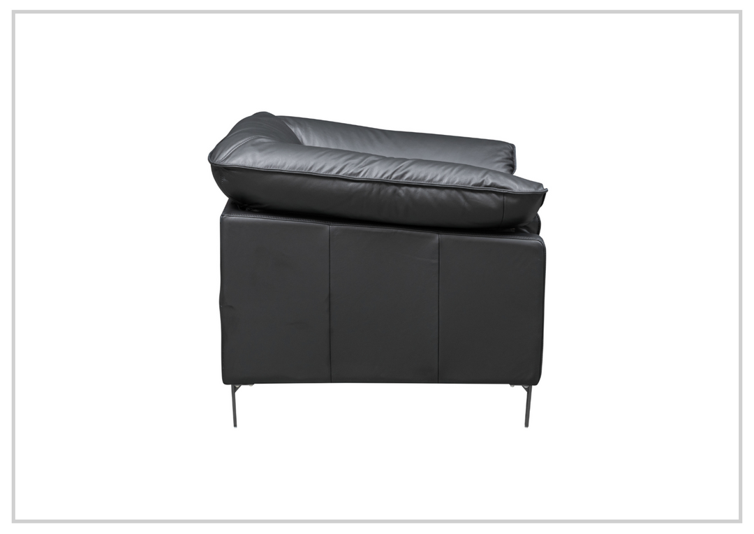 Klaussner Dolce Black Leather Stationary Chair with Cushion Arms