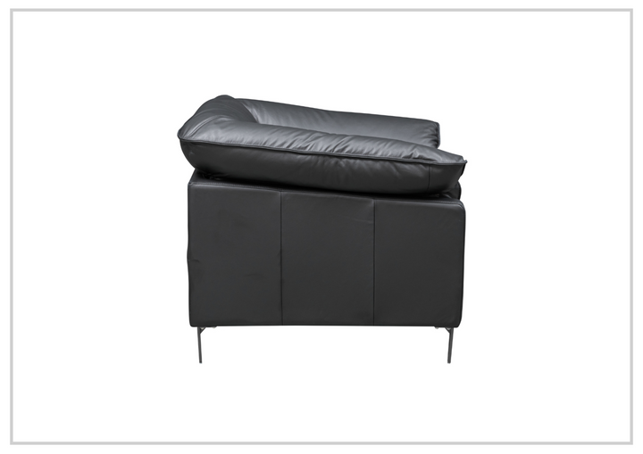 Klaussner Dolce Black Leather Stationary Chair with Cushion Arms