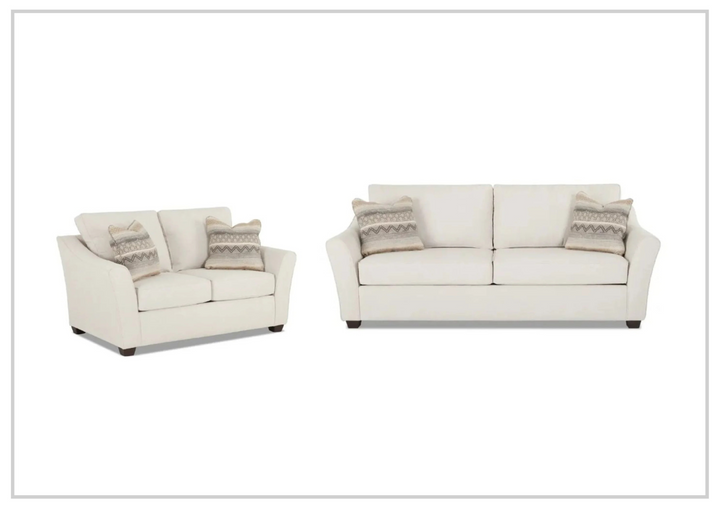 Klaussner Linville Cream Fabric Living Room Set (Sofa + Loveseat)