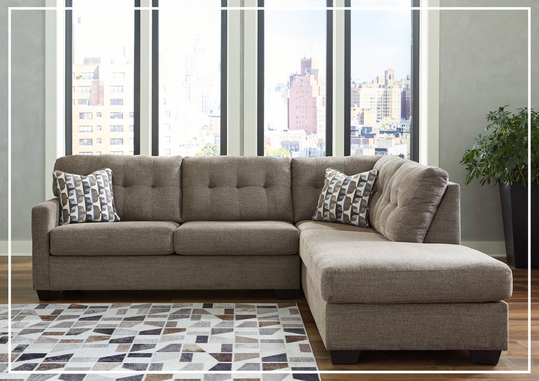 Gio Italia Marston Fabric 2-Piece Sleeper Sectional with Chaise In Light and Dark Color Options