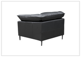 Klaussner Dolce Black Leather Stationary Chair with Cushion Arms