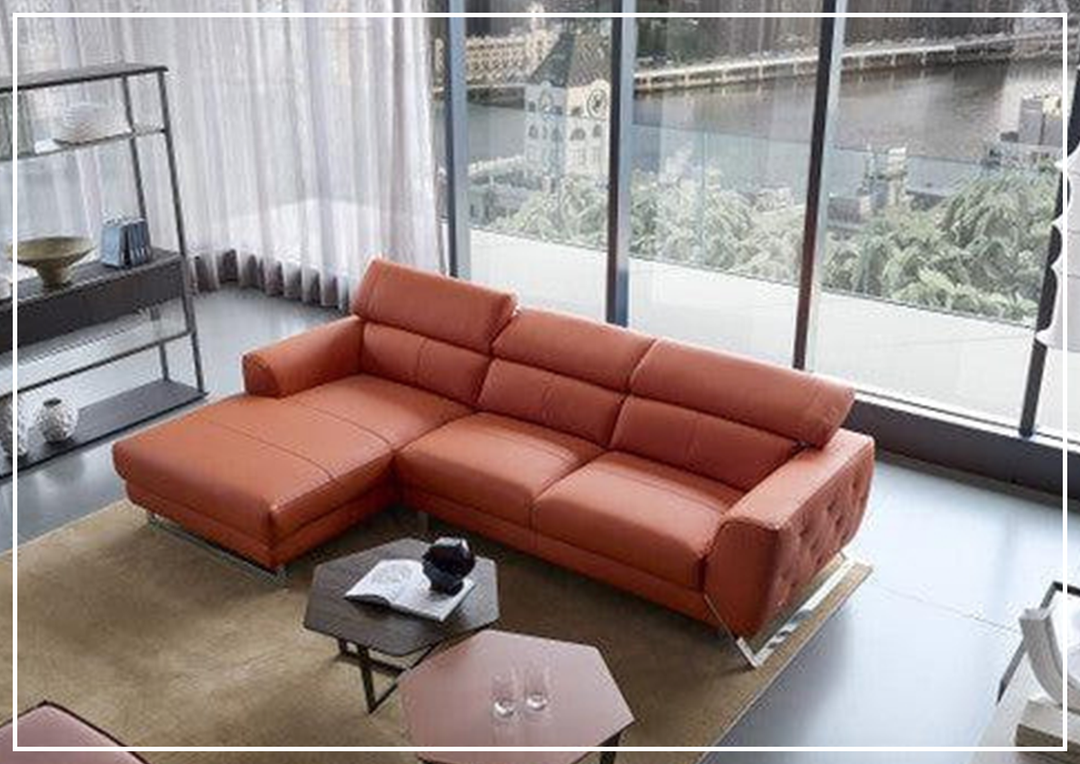 Niva Leather Sectional  in orange