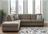 Gio Italia Marston Fabric 2-Piece Sleeper Sectional with Chaise In Light and Dark Color Options