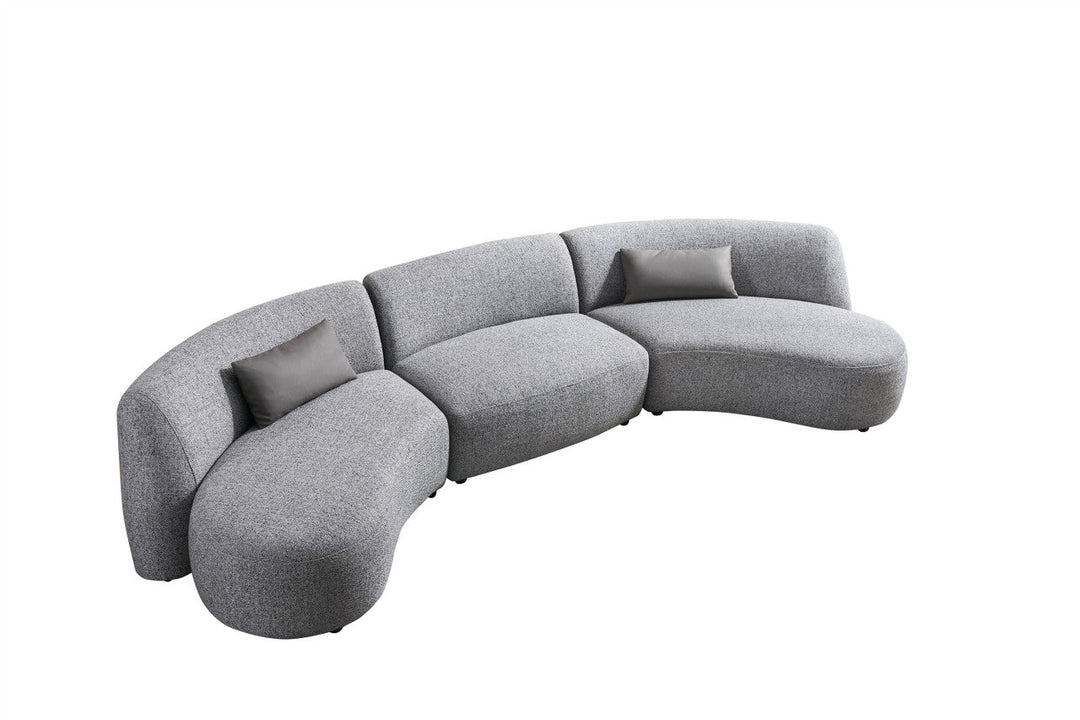 Gio Italia Dovelle Curved Sectional Sofa With Premium Textured Fabric