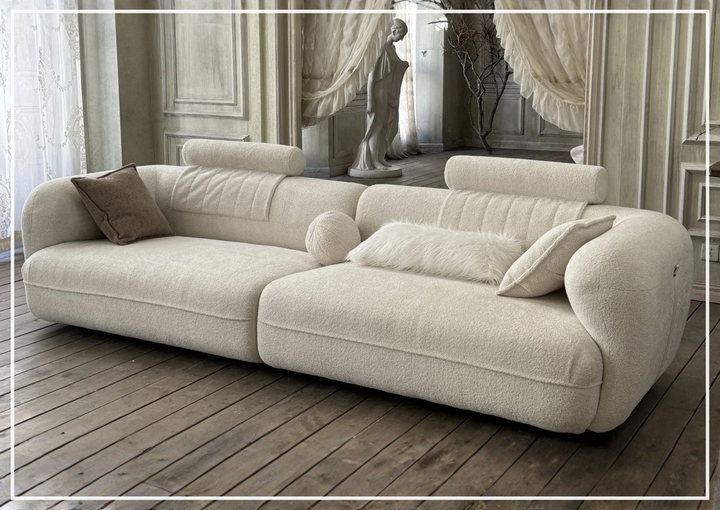 Klaussner Accordis Perry Stationary Fabric Sofa With Curved Arm