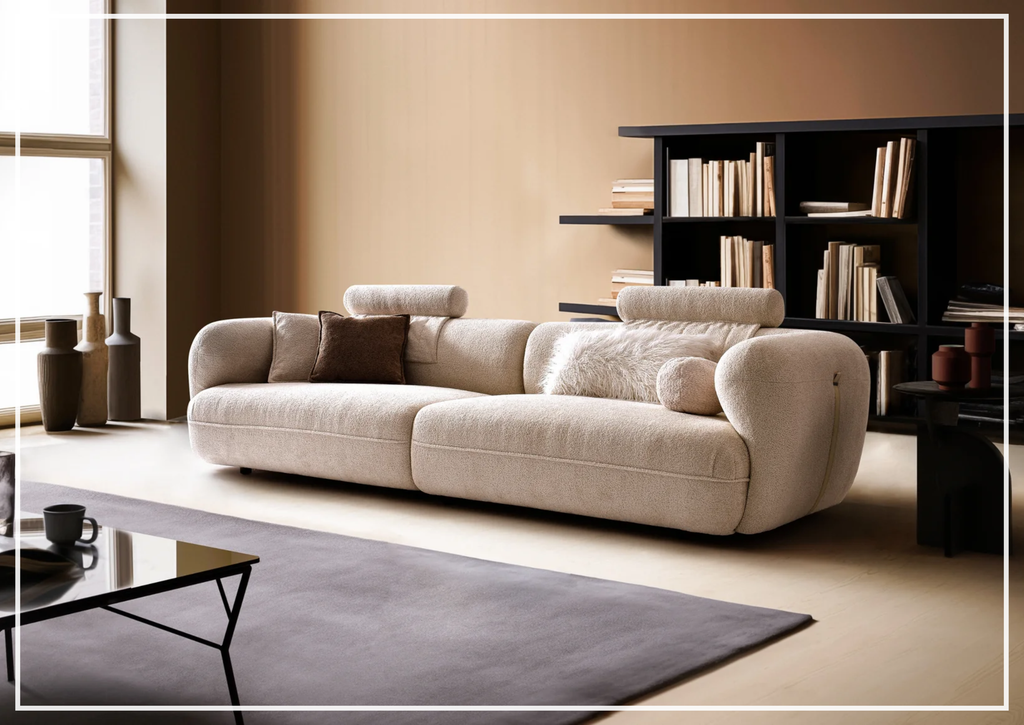 Klaussner Accordis Perry Stationary Fabric Sofa With Curved Arm