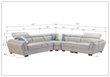 Adley L-shaped Leather Sectional with Adjustable Headrests dimensions 