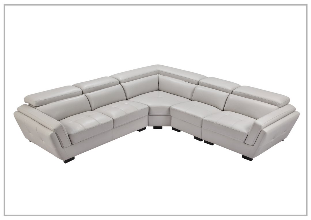 Adley L-shaped Leather Sectional with Adjustable Headrests