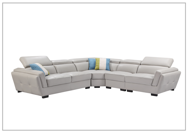 Adley L-shaped Leather Sectional with Adjustable Headrests