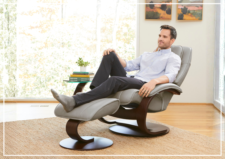 Fjords Admiral C Recliner Chair with Foot Stool and Swivel Base