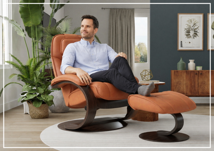 Fjords Admiral C Recliner Chair with Foot Stool and Swivel Base