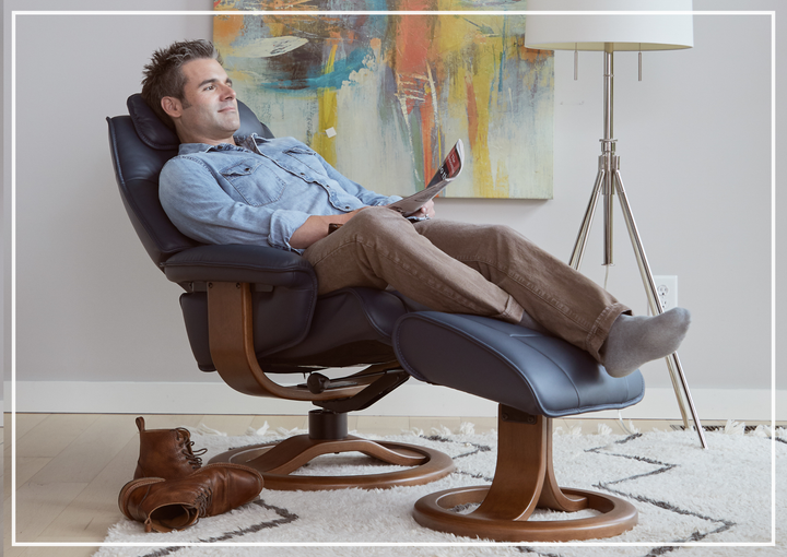Fjords Admiral R Recliner Chair with Foot Stool and Swivel Base
