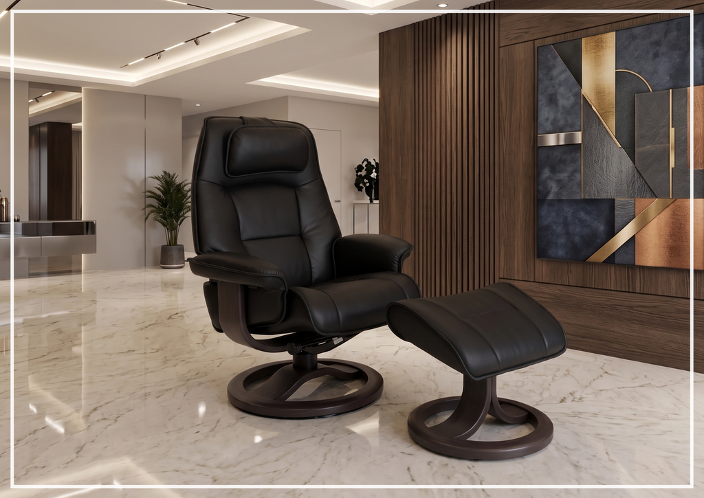 Fjords Admiral R Recliner Chair with Foot Stool and Swivel Base
