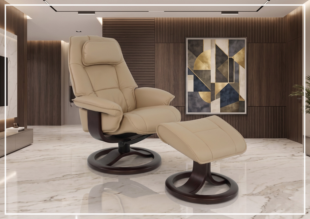 Fjords Admiral R Recliner Chair with Foot Stool and Swivel Base