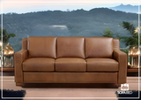 Alaves 3-Seater Brown Leather Sleeper Sofa (Queen Size)