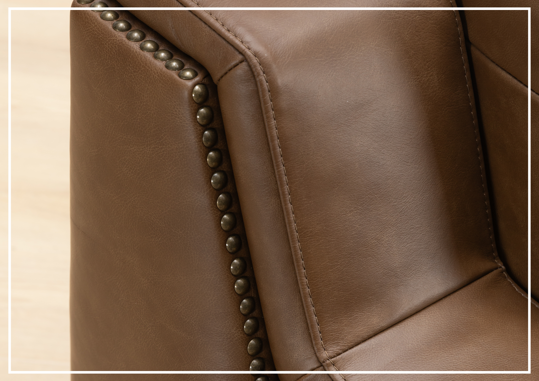 Kathy Ireland Alaves 3-Seater Brown Leather Sleeper Sofa (Queen Size)-SOFABED