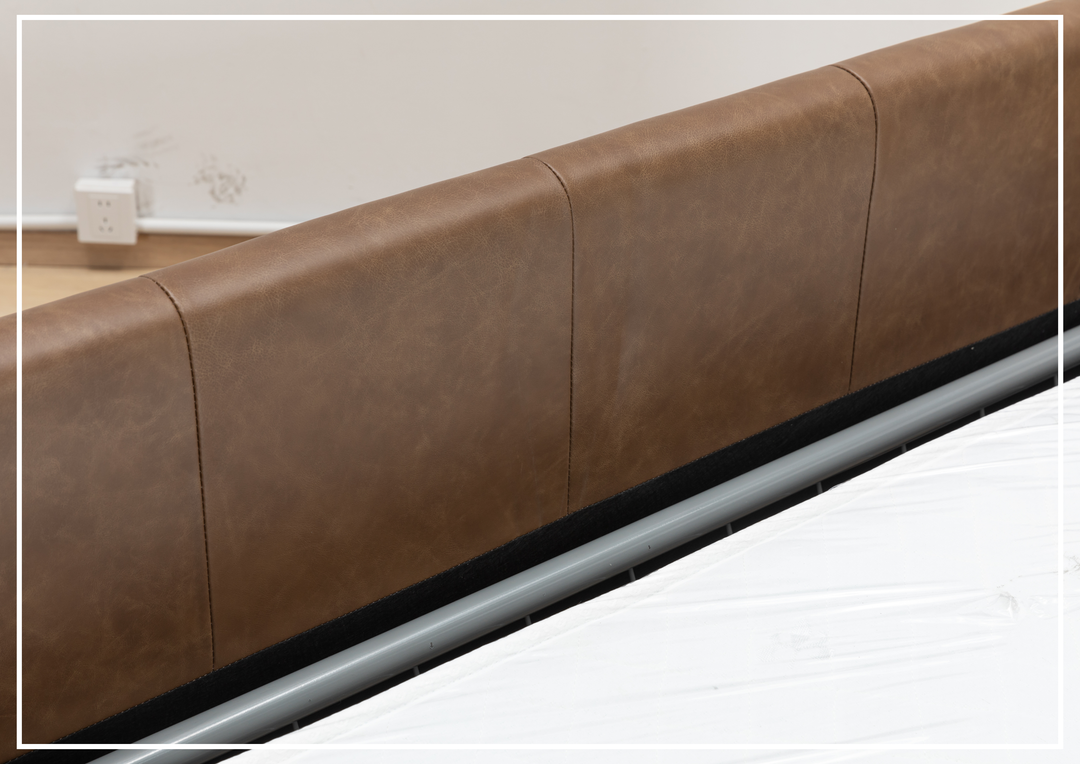 Kathy Ireland Alaves 3-Seater Brown Leather Sleeper Sofa (Queen Size)-SOFABED